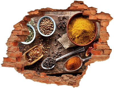Naklejka 3D dziura beton Kuchenne przyprawy
