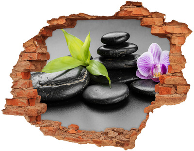 Pegatina agujero en la pared autoadhesiva Una vista relajante con piedras y plantas