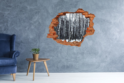 Pegatina de vinilo agujero 3d para pared Bosque de abedules de invierno