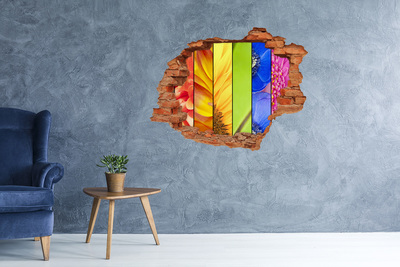 Pegatina de vinilo agujero 3d para pared El mundo floral detrás del muro