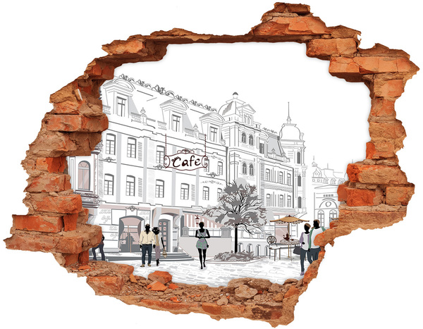 Pegatina de vinilo agujero 3d para pared Café de estilo europeo