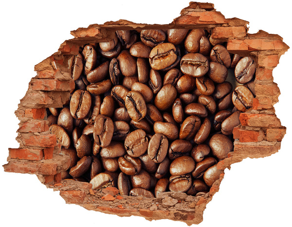 Vinilo pared rota 3d efecto realista Café en un agujero en la pared