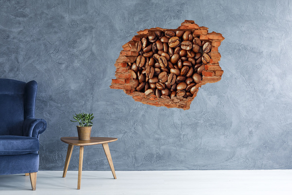 Vinilo pared rota 3d efecto realista Café en un agujero en la pared