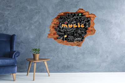 Pegatina de vinilo agujero 3d para pared El mundo musical detrás del muro