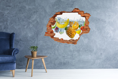 Vinilo pared rota 3d efecto realista Cascada de frutas en hormigón