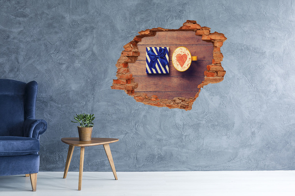 Trampantojo de pared rota efecto profundidad Regalo de café con corazón