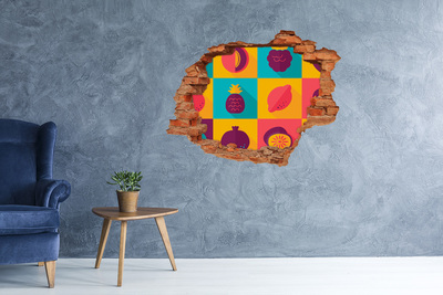 Pegatina de vinilo agujero 3d para pared Mural de frutas en un agujero en la pared