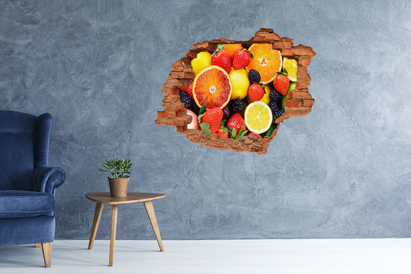 Trampantojo de pared rota efecto profundidad Explosión de frutas detrás de la pared