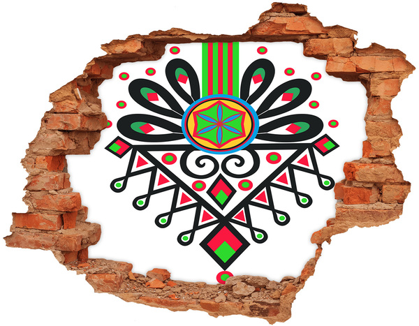 Pegatina de vinilo agujero 3d para pared Patrón folklórico colorido