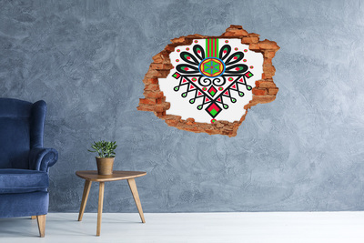 Pegatina de vinilo agujero 3d para pared Patrón folklórico colorido