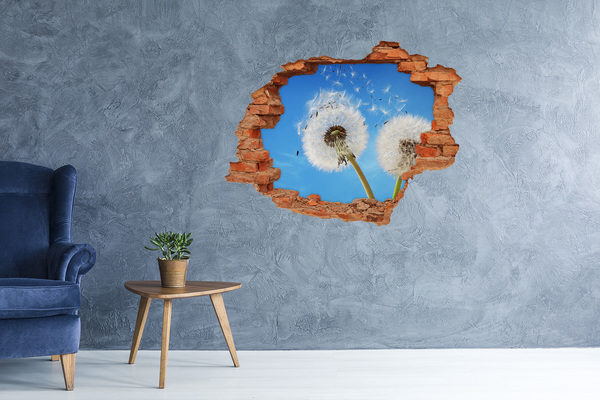 Pegatina de vinilo agujero 3d para pared Dientes de león en el cielo azul