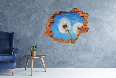 Pegatina de vinilo agujero 3d para pared Dientes de león en el cielo azul