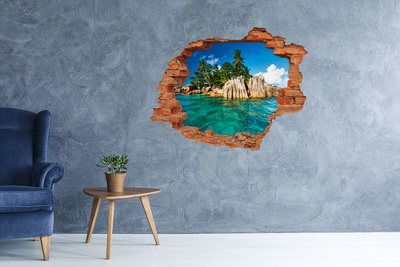 Pegatina de vinilo agujero 3d para pared Un oasis tropical entre las rocas