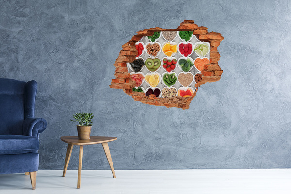 Trampantojo de pared rota efecto profundidad Corazones sanos llenos de frutas y verduras