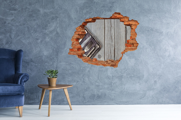 Vinilo pared rota 3d efecto realista Un encantador comedor de estilo rústico