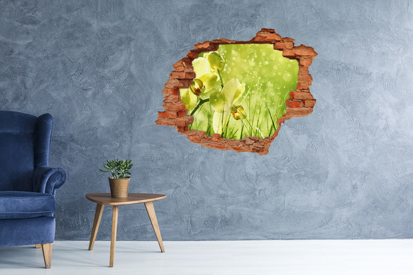 Vinilo pared rota 3d efecto realista Un oasis floral en la vegetación