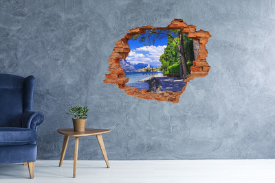 Pegatina de vinilo agujero 3d para pared Un pintoresco paseo junto al lago