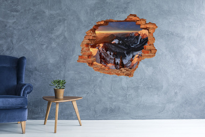 Vinilo pared rota 3d efecto realista paisaje de montaña invernal