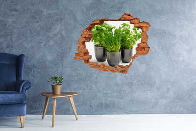 Pegatina de vinilo agujero 3d para pared Jardín verde en macetas