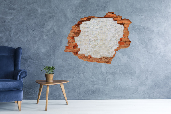 Vinilo pared rota 3d efecto realista Piel de cocodrilo en un agujero