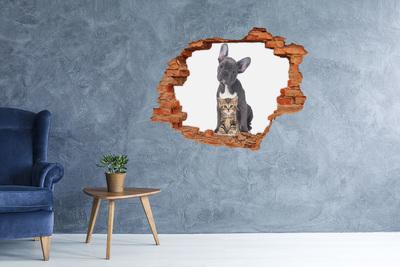 Pegatina de vinilo agujero 3d para pared Lindos animales detrás de la pared