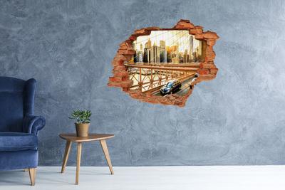 Pegatina agujero en la pared autoadhesiva Puente de Brooklyn al atardecer