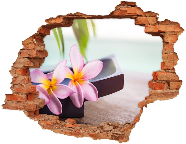 Vinilo pared rota 3d efecto realista Flor en un agujero en la pared