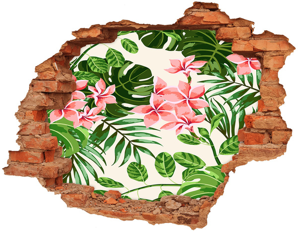 Pegatina de vinilo agujero 3d para pared jardín de flores tropicales