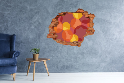 Pegatina de vinilo agujero 3d para pared Círculos de colores sobre un fondo de hormigón