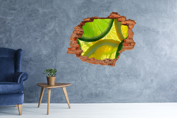 Pegatina de vinilo agujero 3d para pared Lima verde en un agujero en la pared