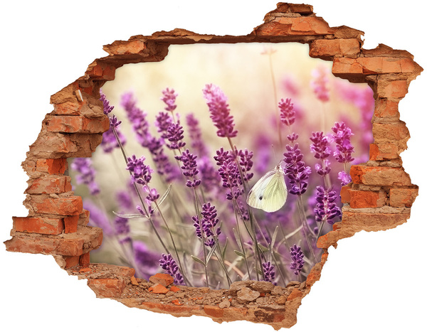 Pegatina de vinilo agujero 3d para pared Paraíso de flores con una mariposa