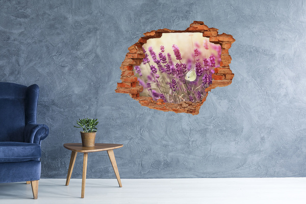 Pegatina de vinilo agujero 3d para pared Paraíso de flores con una mariposa