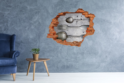 Trampantojo de pared rota efecto profundidad Una pared rota con vista a los cubiertos