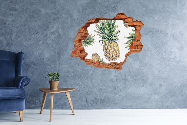 Vinilo pared rota 3d efecto realista Paraíso de la piña