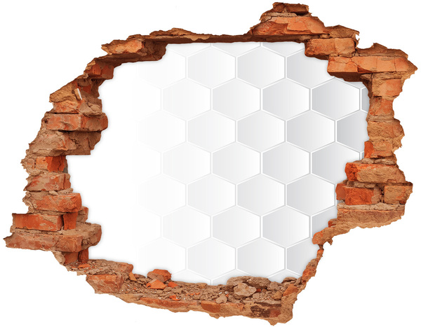 Vinilo pared rota 3d efecto realista Muro roto con patrón hexagonal
