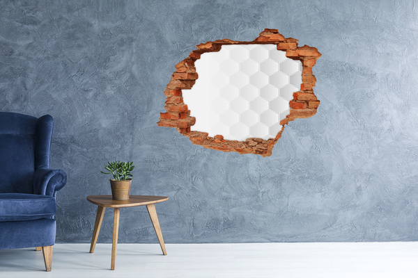 Vinilo pared rota 3d efecto realista Muro roto con patrón hexagonal