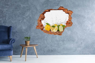 Vinilo pared rota 3d efecto realista Frutas cítricas frescas en agua