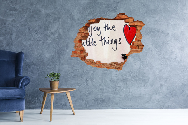 Pegatina agujero en la pared autoadhesiva Una pared dañada con una inscripción