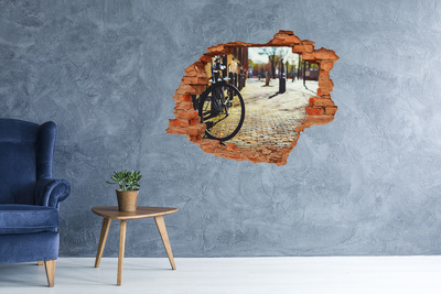 Vinilo pared rota 3d efecto realista El encanto de la calle con bicicleta
