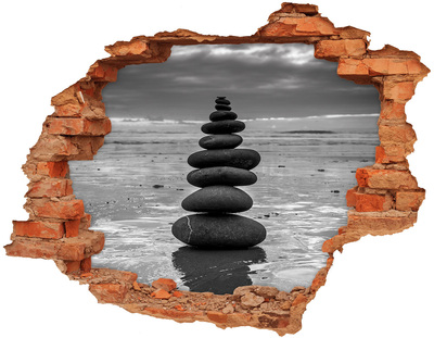 Pegatina de vinilo agujero 3d para pared Torres de piedra en la playa