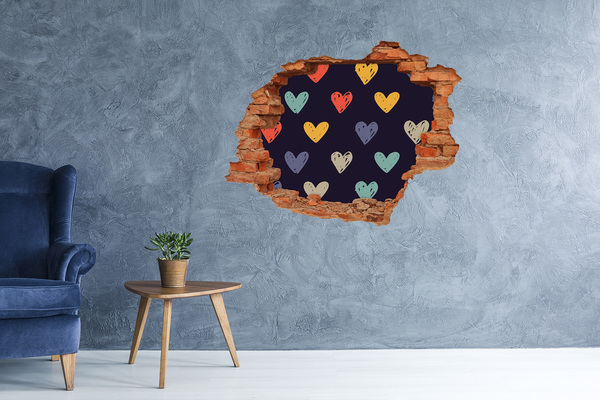 Pegatina de vinilo agujero 3d para pared Corazón en la pared