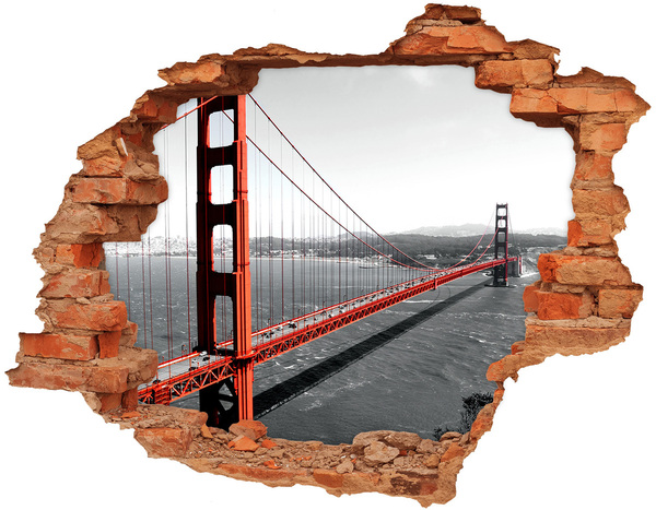 Pegatina de vinilo agujero 3d para pared Puente Golden Gate en San Francisco