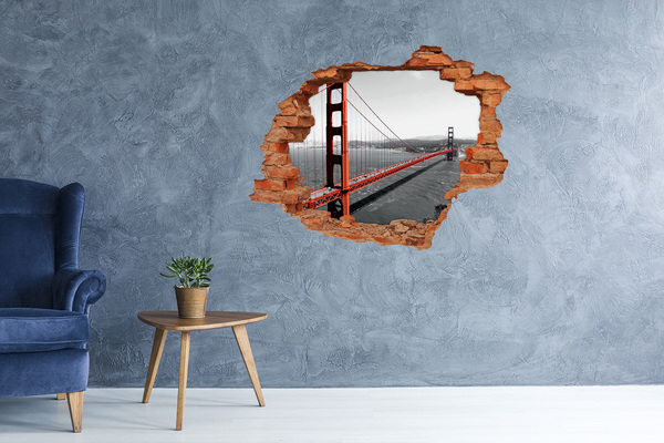 Pegatina de vinilo agujero 3d para pared Puente Golden Gate en San Francisco