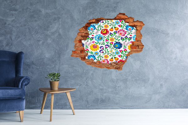 Vinilo pared rota 3d efecto realista Patrón floral en la pared