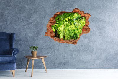 Pegatina de vinilo agujero 3d para pared Bosque verde bajo los rayos del sol
