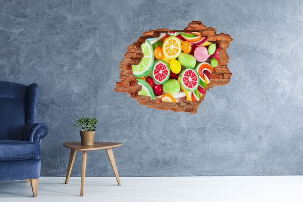 Vinilo pared rota 3d efecto realista Dulce paraíso de dulces