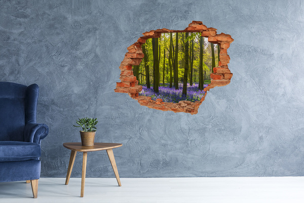Vinilo pared rota 3d efecto realista Claro del bosque en primavera