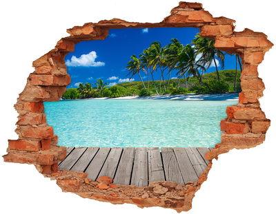 Trampantojo de pared rota efecto profundidad Oasis tropical junto al mar