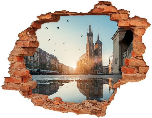 Vinilo pared rota 3d efecto realista Panorama de Cracovia