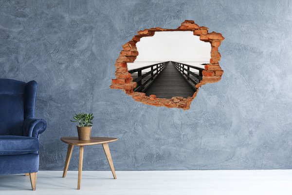 Vinilo pared rota 3d efecto realista Muelle junto al mar